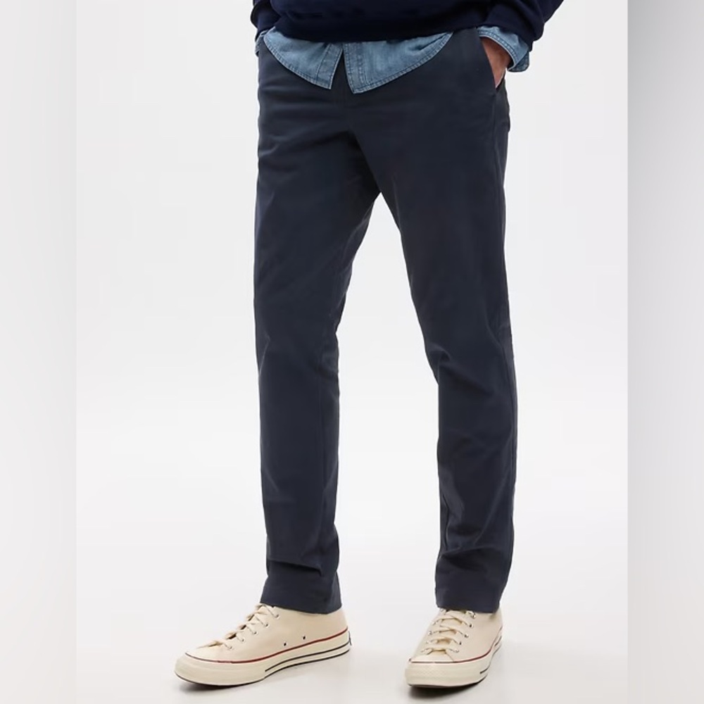 MENS GAP Classic Navy Blue Slim Performance Khaki Cotton Chino Pant 28 x 28